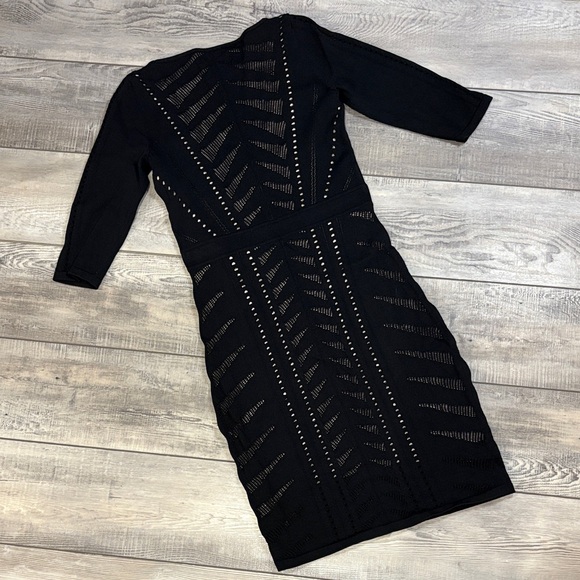 Calvin Klein Elegant Black Knit Fitted Stretch Dress EUC Small - Picture 7 of 7
